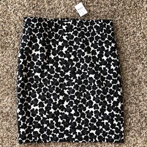 J.Crew black and white floral pencil skirt